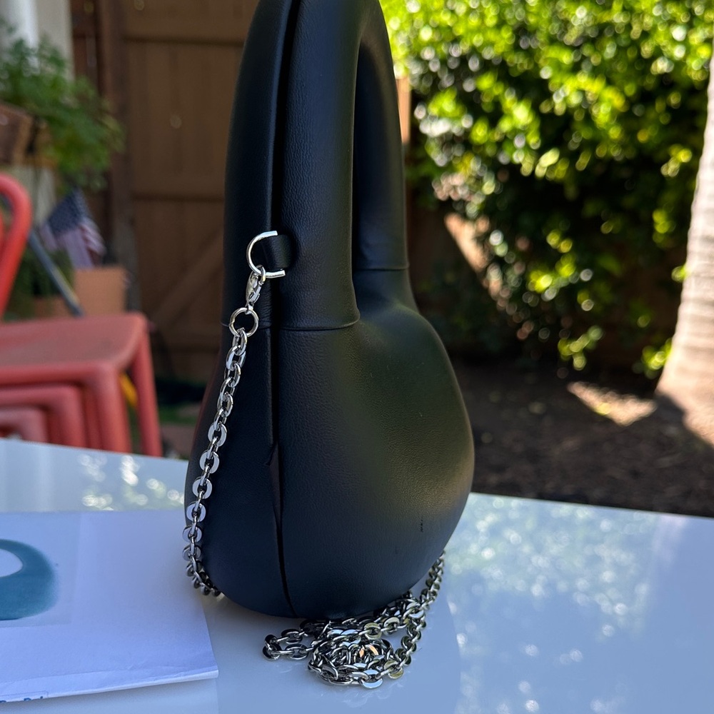 Zara Black Mini Rounded Handle Bag with Silver Chain - Picture 2 of 12